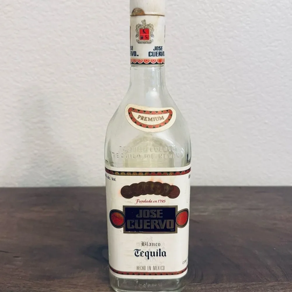 Vintage Jose Cuervo Tequila Blanco Glass Bottle